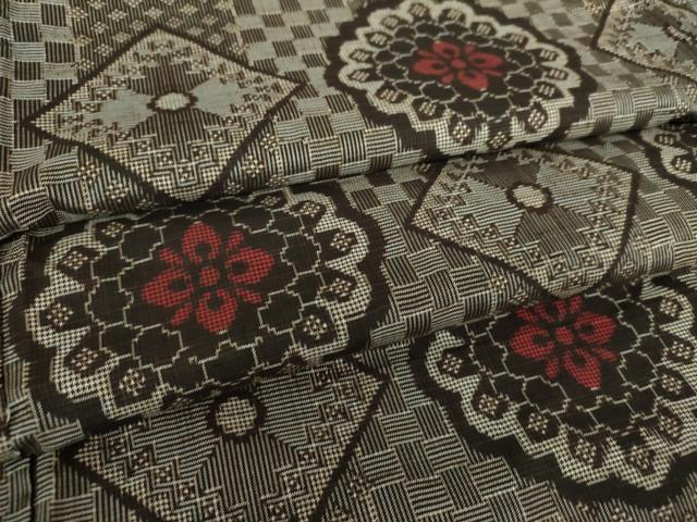 平和屋着物●本場大島紬　龍郷絣　花菱文　正絹　逸品　DAAS3769ps