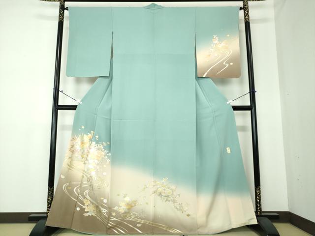 平和屋着物●金彩友禅　卓越技能者・名工・和田光正　訪問着　流水花文　暈し染め　金銀彩　正絹　逸品　DAAS3773ps