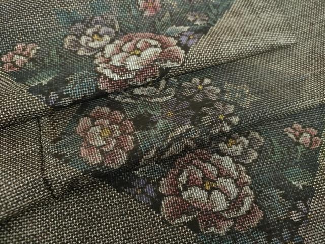 平和屋着物●本場大島紬　9マルキ　総絣　草花文　正絹　逸品　DAAS3786ps