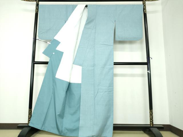 平和屋着物○本場結城紬 重要無形文化財 色無地 水色 正絹 逸品 DAAS3794ps