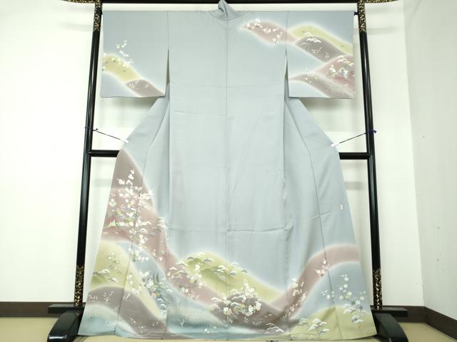 平和屋着物●訪問着　友禅　作家物　風景花文　暈し染め　ロング丈　正絹　逸品　DAAS3815ps
