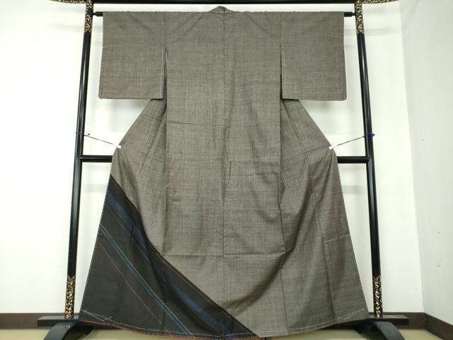 平和屋着物●本場大島紬　色留訪問着　7マルキ　斜線文　正絹　逸品　未使用　DAAS3817ps