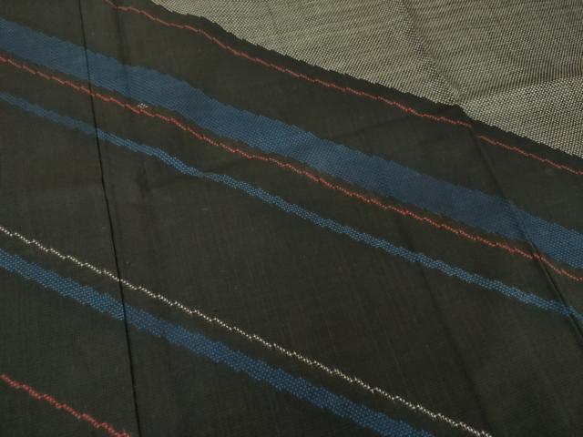 平和屋着物○本場大島紬 色留訪問着 7マルキ 斜線文 正絹 逸品