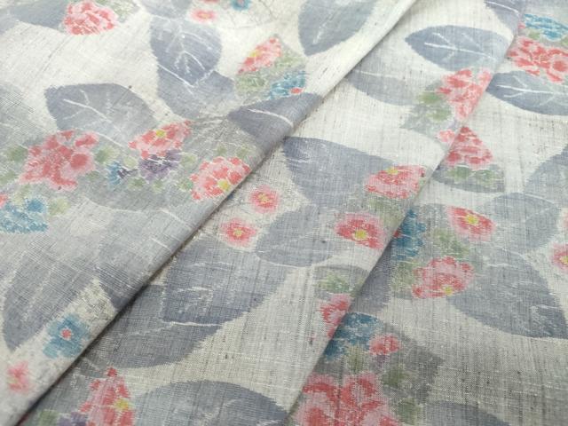 平和屋着物●小千谷紬　草花文　正絹　逸品　未使用　DAAS3834ps