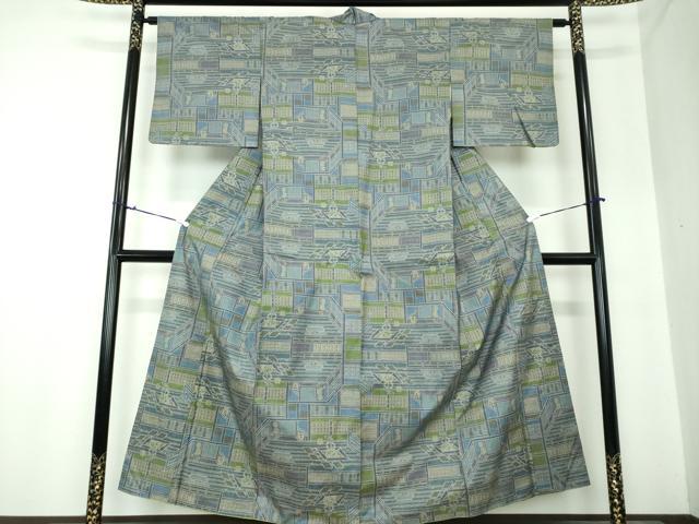 平和屋着物●本場大島紬　7マルキ　日本風景　囲炉裏　正絹　逸品　DAAS3836ps