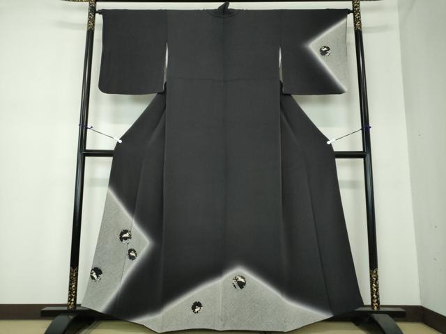 平和屋着物●訪問着　雪輪重ね　立波に兎　鬼しぼ縮緬　金彩　正絹　逸品　DAAS3855ps