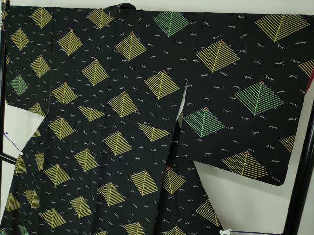 平和屋着物○伝統工芸士 田島敬之 訪問着 松菱 黒地 正絹 逸品 DAAS3869ps