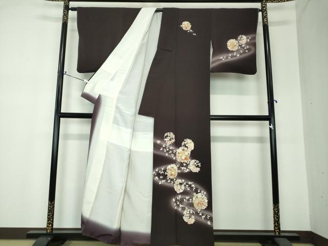 平和屋着物○訪問着 雪輪吉祥花文 暈し染め 金彩 正絹 逸品