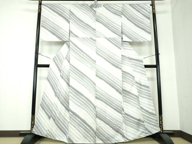 平和屋着物●染色作家　斉藤三才　小紋　斜線文　暈し染め　正絹　逸品　DAAS3878ps 平和屋着物○染色作家 斉藤三才 小紋 斜線文 暈し染め 正絹 逸品