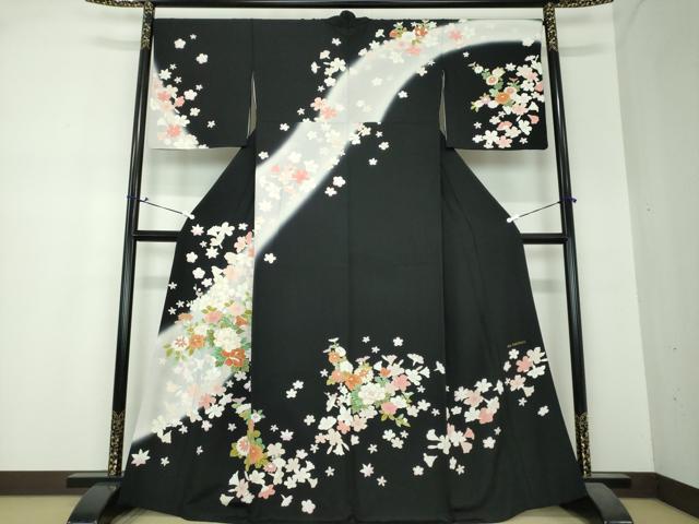 平和屋着物○本場大島紬 笹梅花文 正絹 逸品 AAAV7382zg