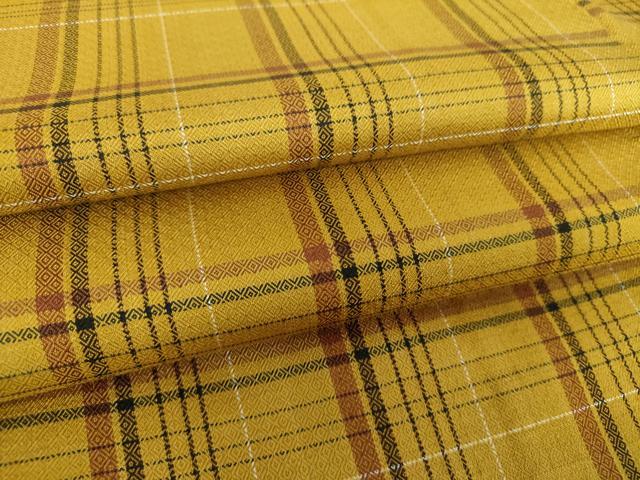 平和屋着物●本場黄八丈　まるまなこ　変わり格子　正絹　逸品　DAAS3916ps