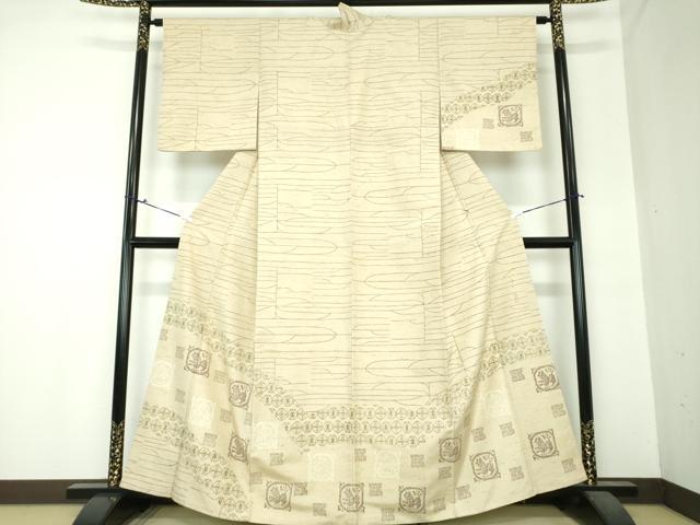 平和屋着物●二代目　川村久太郎　ぜんまい紬　訪問着　獣花文　正絹　逸品　DAAS3929ps