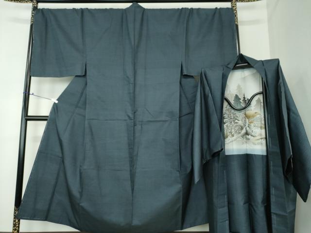 平和屋着物○男性 紬 羽織セット キングサイズ 長羽織 縞 ますいわ屋