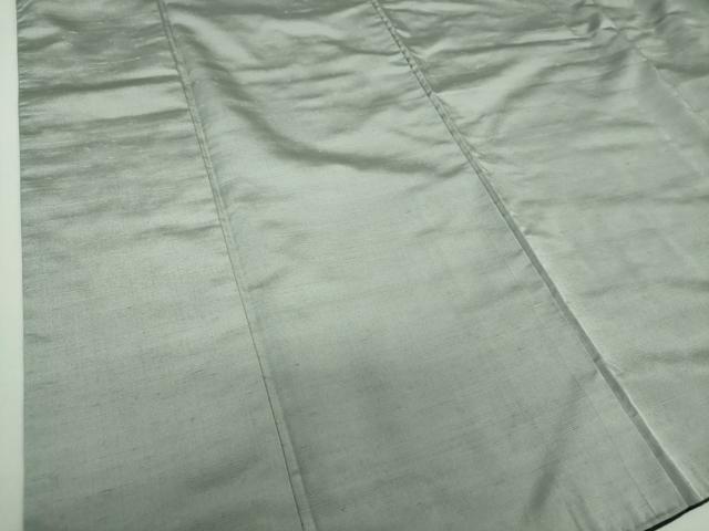 平和屋着物○男性 紬 アンサンブル 長羽織 色無地 灰色 正絹 逸品