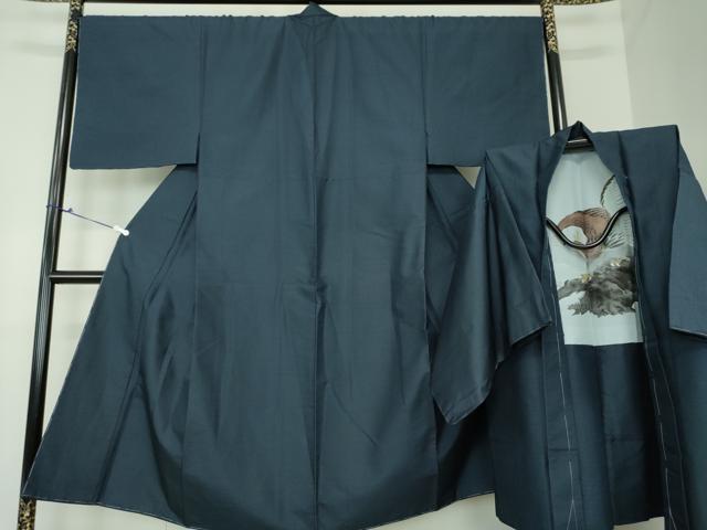 平和屋着物●男性　紬　アンサンブル　長羽織　120亀甲　総詰め　正絹　逸品　未使用　DAAS3961ps