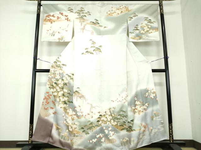 平和屋着物●訪問着　駒刺繍　流水吉祥花文　暈し染め　金彩　正絹　逸品　DAAS3964ps