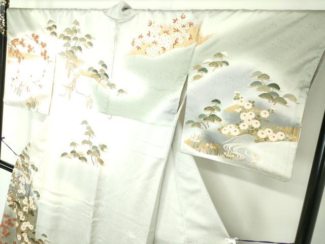 平和屋着物○訪問着 駒刺繍 流水吉祥花文 暈し染め 金彩