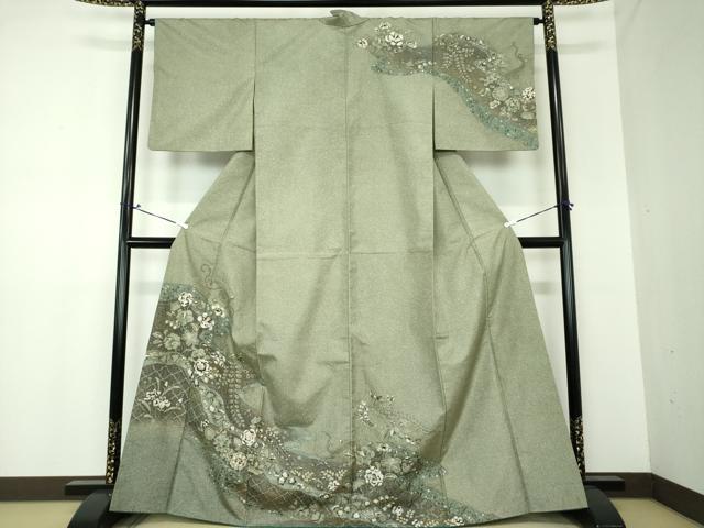 平和屋着物●本場染大島紬　訪問着　絞り　辻が花　暈し染め　金彩　正絹　逸品　DAAS3971ps