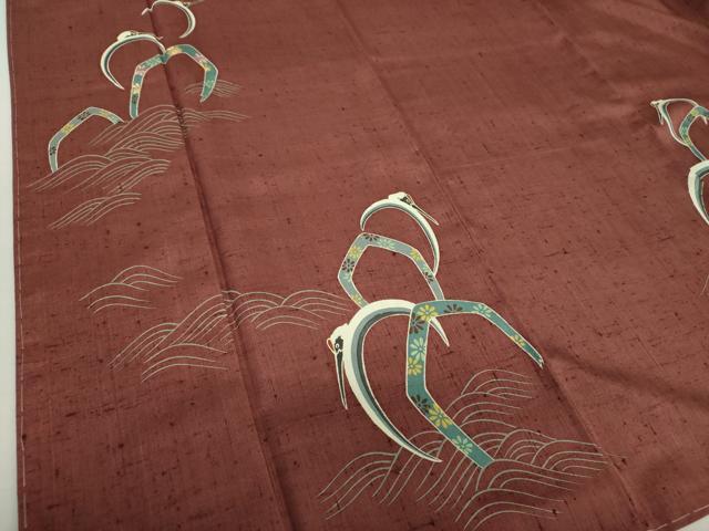 平和屋着物●ファッションデザイナー 花井幸子　生紬　訪問着　刺繍　円相鶴　正絹　逸品　未使用　DAAS3974ps 平和屋着物○ファッションデザイナー 花井幸子 生紬 訪問着 刺繍 円相鶴