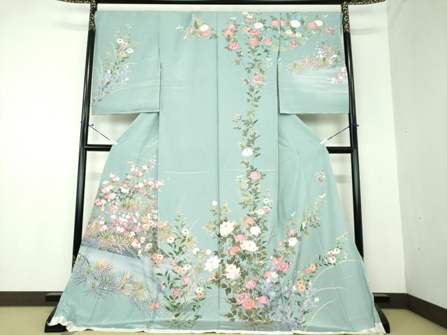 平和屋着物●訪問着　友禅　作家物　草花文　暈し染め　上代40万　仮絵羽　正絹　逸品　未使用　DAAS3992ps