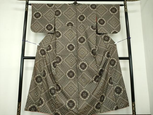 平和屋着物●アンティーク　大正ロマン　本場大島紬　龍郷絣　花菱文　正絹　逸品　DAAS3994ps