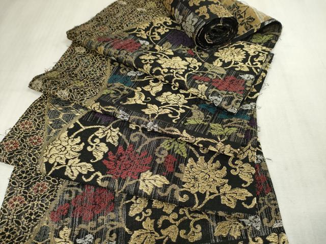 平和屋着物●袋帯　帯反物　市松牡丹唐草　金糸　逸品　未使用　DAAS6582zzz