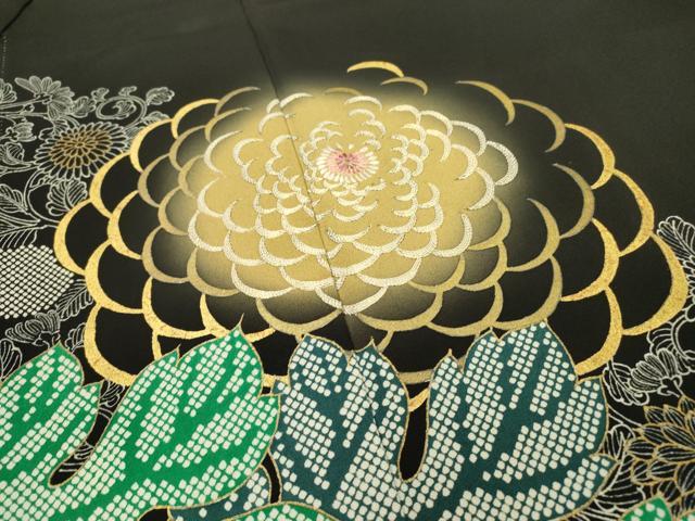 平和屋着物○創業460年・千總 黒留袖 刺繍 菊唐草 暈し