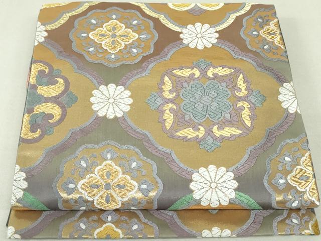 平和屋着物●六通柄袋帯　唐織　花菱文　金糸　正絹　逸品　DAAT0132ob