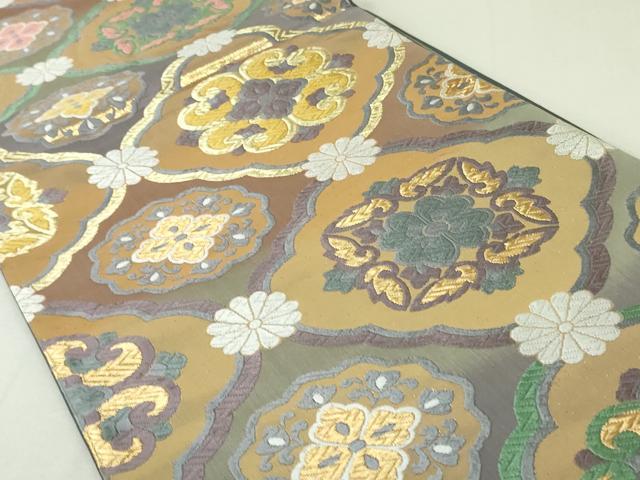 平和屋着物○六通柄袋帯 唐織 花菱文 金糸 正絹 逸品 DAAT0132ob