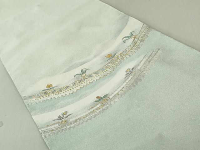 平和屋着物○爪掻き本綴れ 八寸名古屋帯 洋花文 金