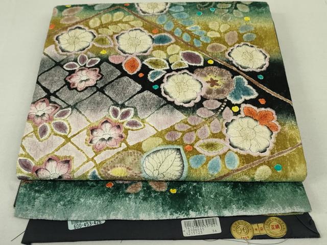 平和屋着物●西陣　太鼓柄袋帯　作家物　結幡　辻が花　証紙付き　正絹　逸品　DAAT0154ob