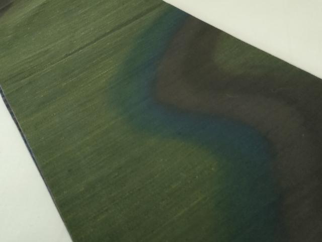 平和屋着物○両方向 両面全通柄袋帯 紬地 流水文 正絹 逸品