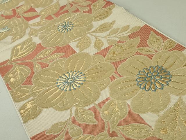 平和屋着物●西陣　川島織物　六通柄　本袋帯　枝花文　金糸　正絹　逸品　DAAT0177ob 平和屋着物○西陣 川島織物 六通柄 本袋帯 枝花文 金糸