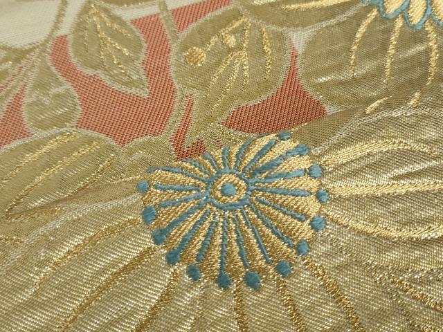 平和屋着物○西陣 川島織物 六通柄 本袋帯 枝花文 金糸