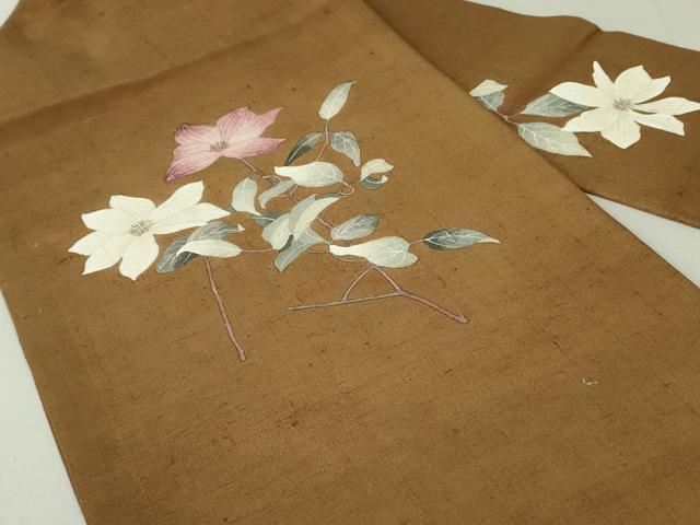 平和屋着物○九寸開き名古屋帯 生紬 変わり市松 正絹 逸品 未