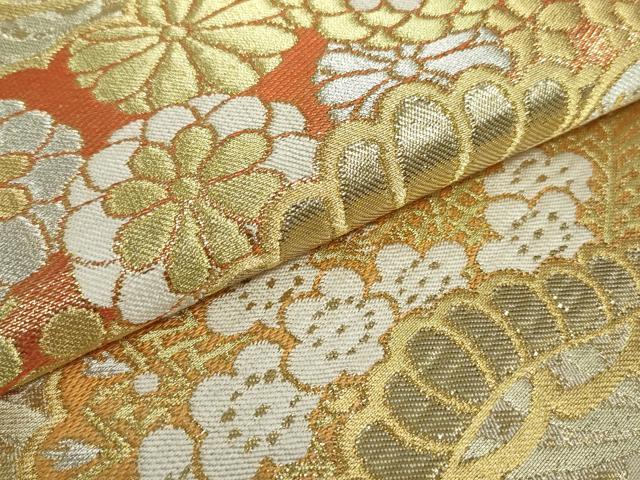 平和屋着物●西陣　川島織物　六通柄　本袋帯　唐織　エ霞吉祥文　銀糸　正絹　逸品　CAAT1199hy 平和屋着物○西陣 川島織物 六通柄 本袋帯 唐織 エ霞吉祥