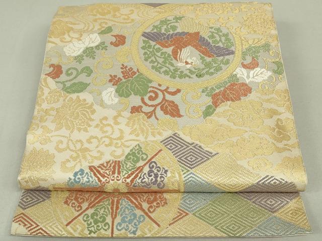 平和屋着物●極上　西陣　川島織物　六通柄　本袋帯　唐織　鳳凰花唐草文　金糸　正絹　逸品　DAAT0235ob