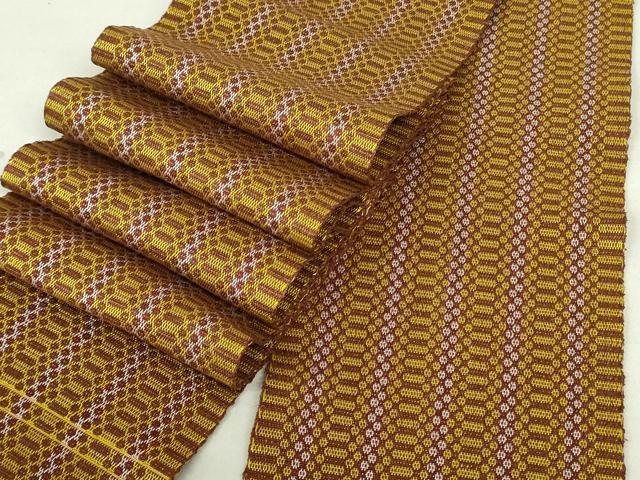 平和屋着物●本場黄八丈　紬　半幅帯　間道　正絹　逸品　DAAT0259ob