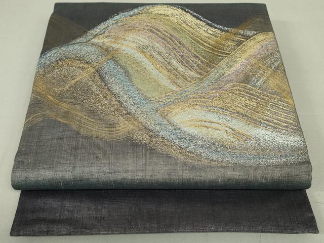 平和屋着物●名門　しょうざん　生紬　紙屋川伝承　絹漉貴　太鼓柄袋帯　立波文　金糸　正絹　逸品　DAAT0261ob