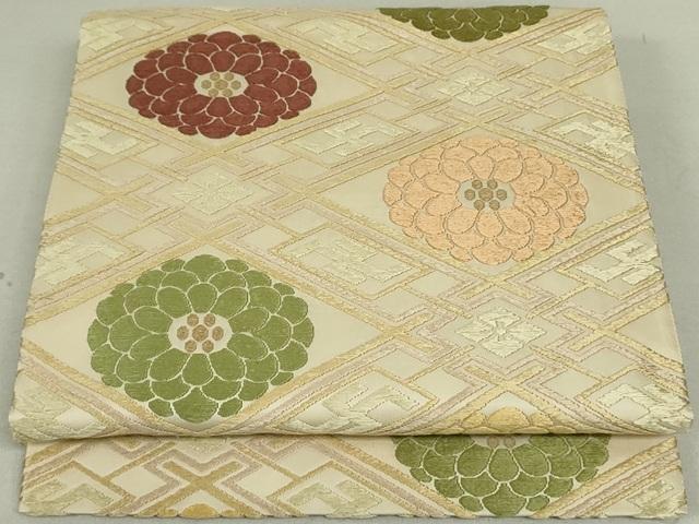 平和屋着物●六通柄袋帯　唐織　花菱文　金糸　正絹　逸品　DAAT0273ob