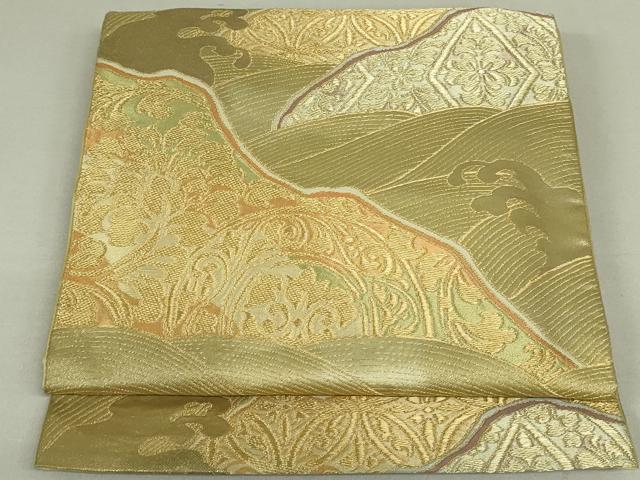 平和屋着物●西陣　川島織物　六通柄　本袋帯　立浪花文　金糸　正絹　逸品　DAAT0278ob