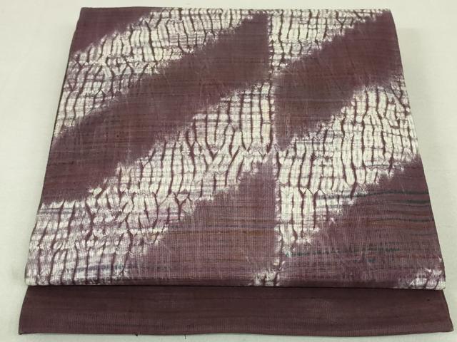 平和屋着物●六通柄袋帯　紬地　杢目絞り　間道　やまと誂製　正絹　逸品　DAAT0282ob