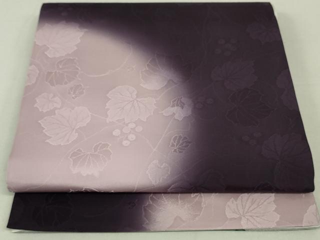 平和屋着物●六通柄袋帯　葡萄蔦の葉地紋　霞文　正絹　逸品　DAAT0299ob