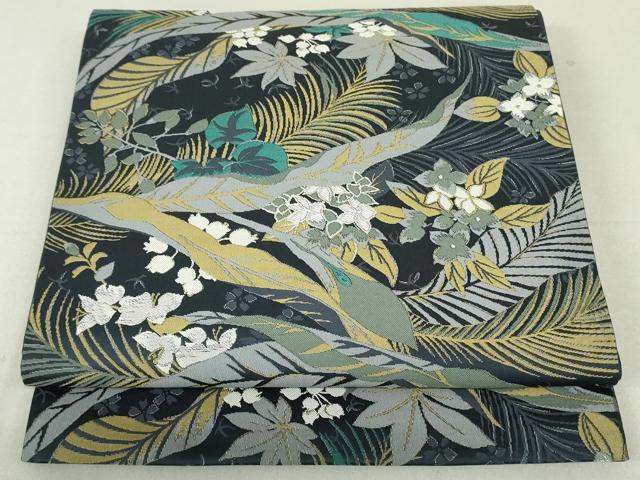 平和屋着物●二代目清次郎　手描き　六通柄袋帯　草花文　正絹　逸品　DAAT0308ob