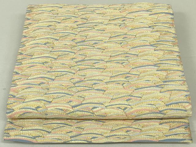 平和屋着物●ひなや工房　くむ・あむ・おる　伊豆蔵明彦　組織　太鼓柄袋帯　立波文　金糸　正絹　逸品　DAAT0311ob