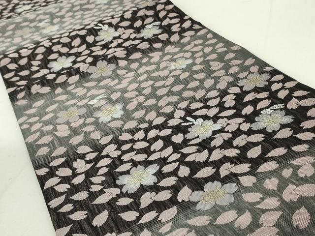 平和屋着物▽全通柄袋帯　スリーシーズン　春夏秋　全通三重織　舞桜文　兎　正絹　逸品　未使用　DAAT0313ob 平和屋着物▽全通柄袋帯 スリーシーズン 春夏秋 全通三重