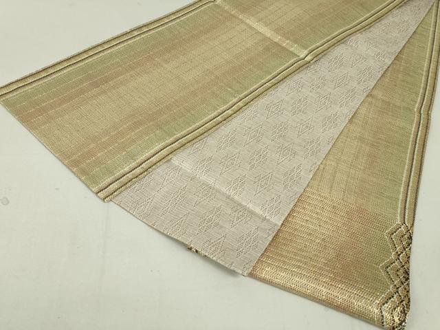 平和屋着物○八寸名古屋帯 組織 斜線間道 金糸 正絹 逸品 DAAU5842ps