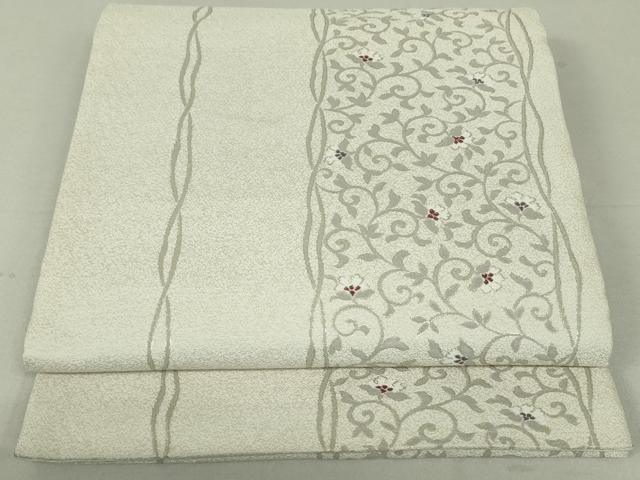 平和屋着物●六通柄袋帯　花唐草間道　金糸　正絹　逸品　DAAT0339ob