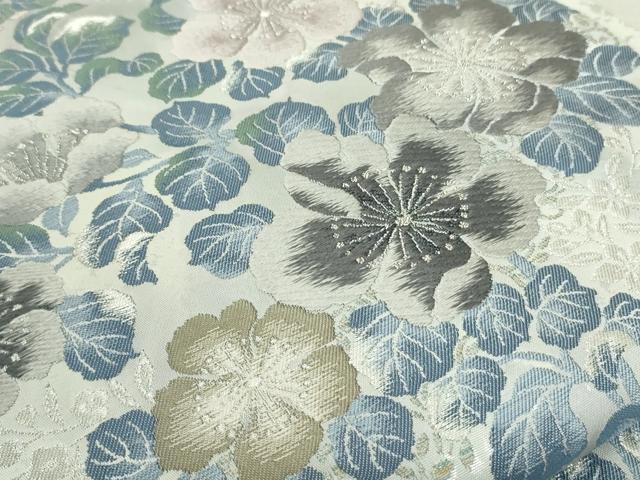 平和屋着物●つけ帯　花苑艶麗図　銀糸　引箔　正絹　逸品　DAAT0362ob 平和屋着物○つけ帯 花苑艶麗図 銀糸 引箔 正絹 逸品 DAAT0362ob