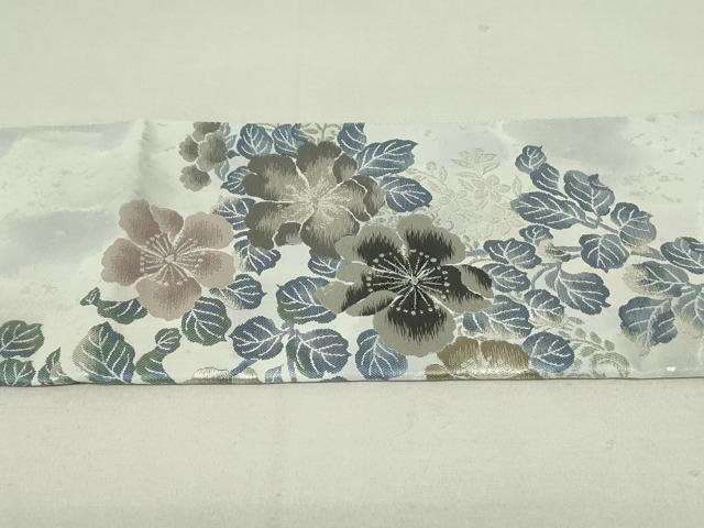 平和屋着物○つけ帯 花苑艶麗図 銀糸 引箔 正絹 逸品 DAAT0362ob